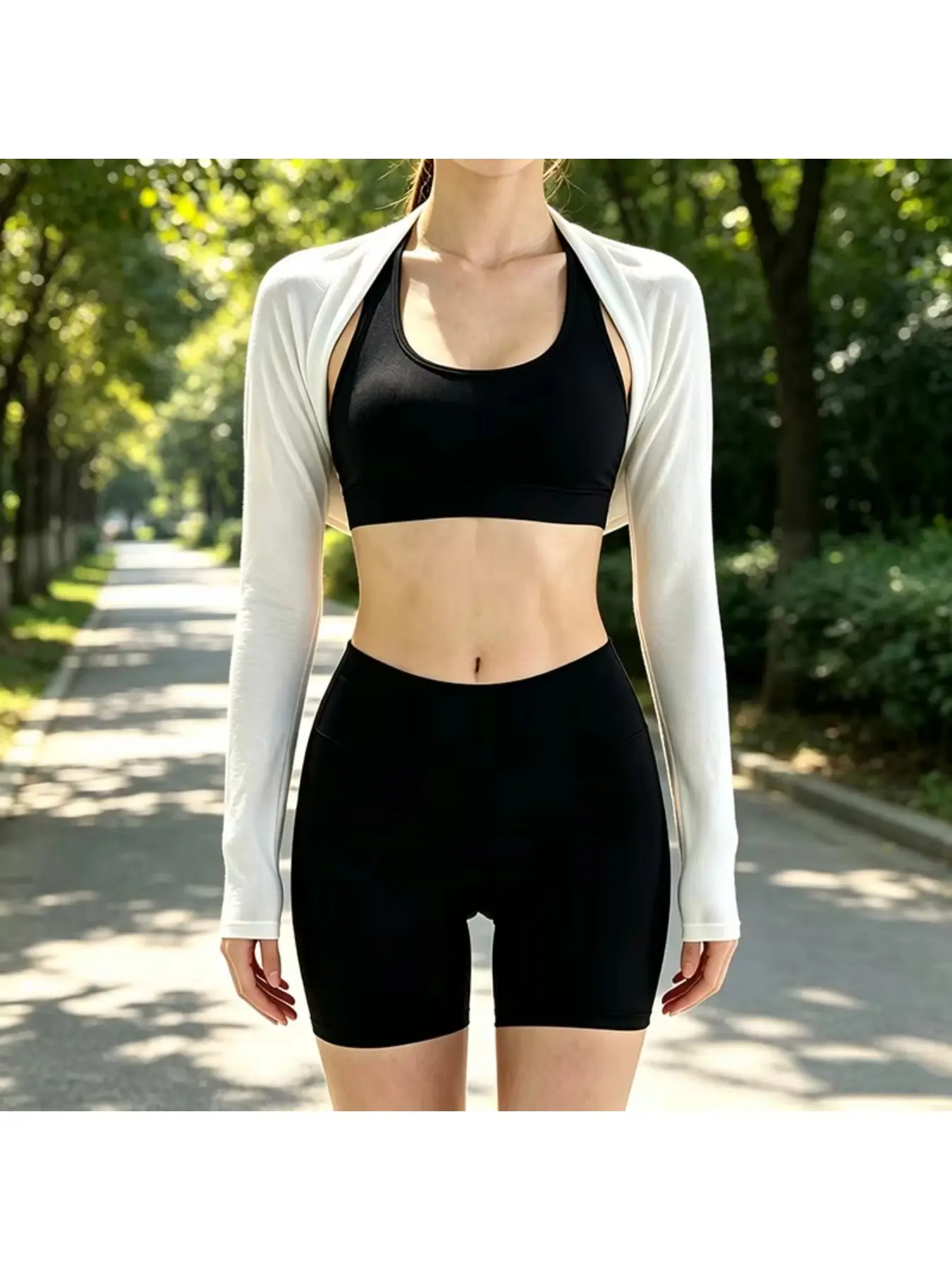 Women's Sun Protection Shrug Jacket with Long Sleeves, Short Length for Yoga and Workout, Lightweight Breathable Cover-up for Daily Outdoor Activities.
