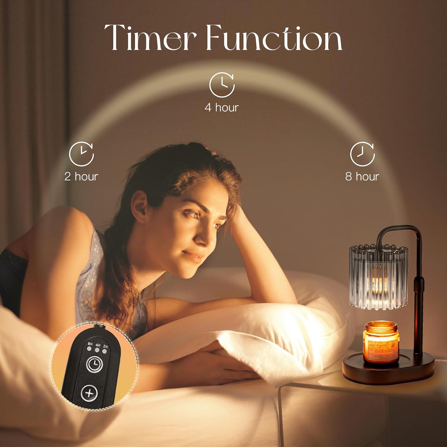 Candle Warmer Lamp with Timer: Candle Warming Lamp with 2 Bulbs Height Adjustable Wax Melt Dimmable Home Decor Birthday Day Gift for Women Ornaments