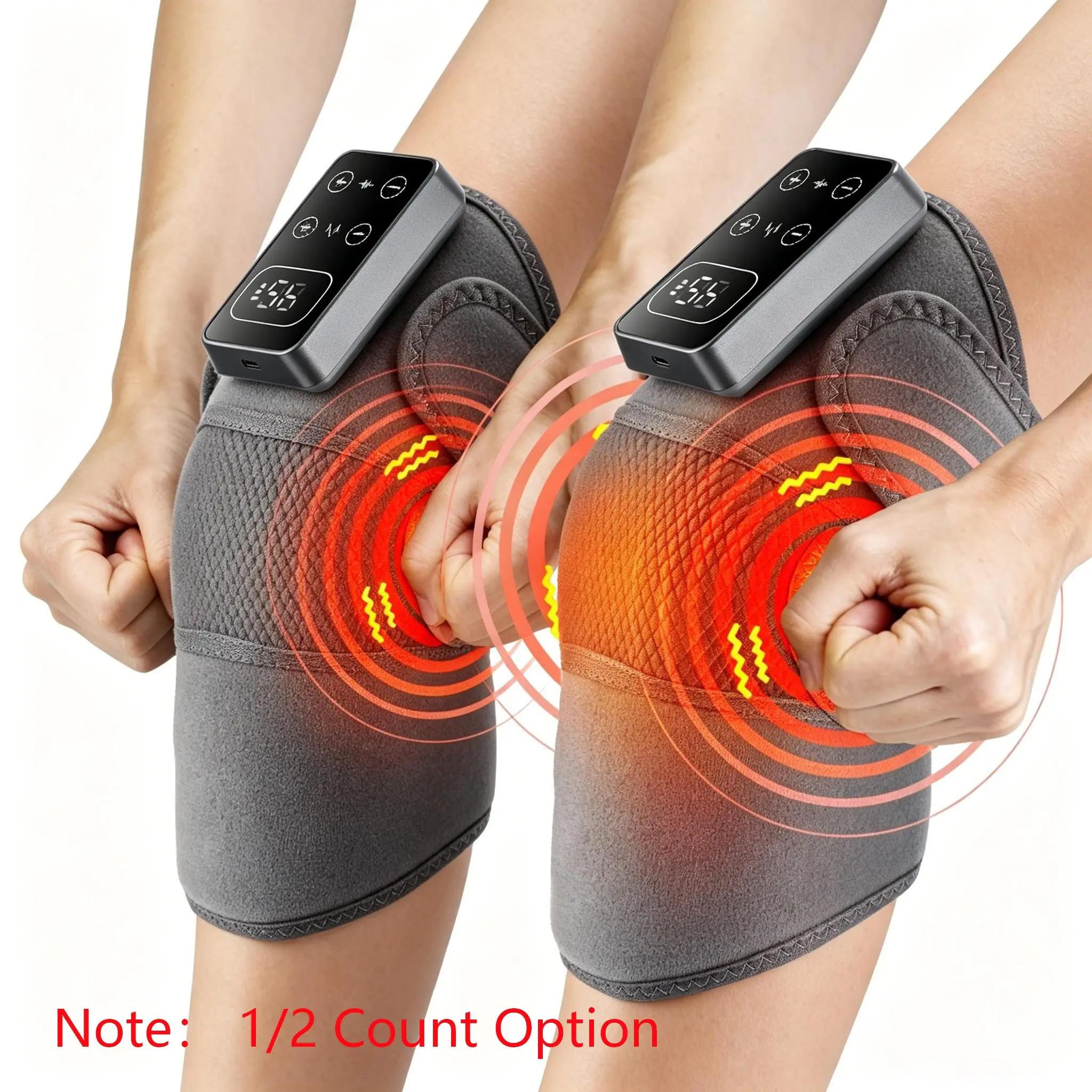 Cordless Heating Knee Massager Knee Pain Tool with 5 Heat Levels, 3 Vibration Modes, Extension Strap, Smart Timer for 30 Minutes, Knee Support  for Arthritis Muscle Relaxation