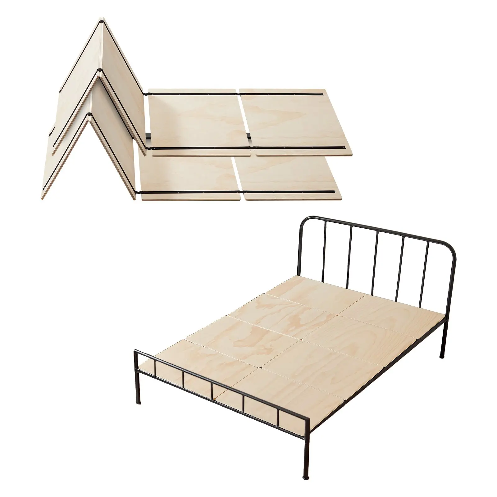 【toolupgrade】VEVOR Full Size Bunkie Board, 0.4 in Foldable Bed Board Slats with Connection, Wooden Mattress Support for Full Size Bed, Support under Mattress Boards, Ready to Use, 8 Piece, Burlywood