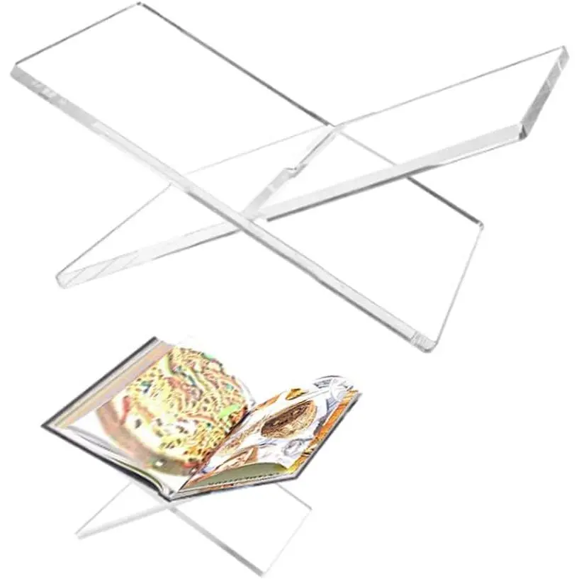 Acrylic Book Stand - Clear, Stable & Widely Compatible for Books, Newspaper, Magazines, Textbooks, Recipe Holder Picture Display