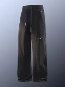 Men's Summer High-End Ice Silk Casual Athleisure Pants, Stretchy Quick-Dry Sport Long Pants, Drawstring Waist, Three Zip Pockets, Ideal for Running, Gym, Outdoor Activities