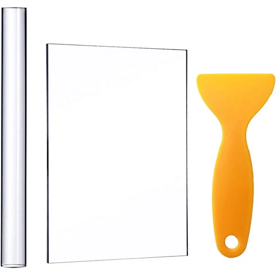 Acrylic Clay Roller Set with Sheet Backing Board, Assisted Shovel, Rubber Tools & Moulds, Ultra-Light Handmade DIY Craft Tools for Handcraft Projects