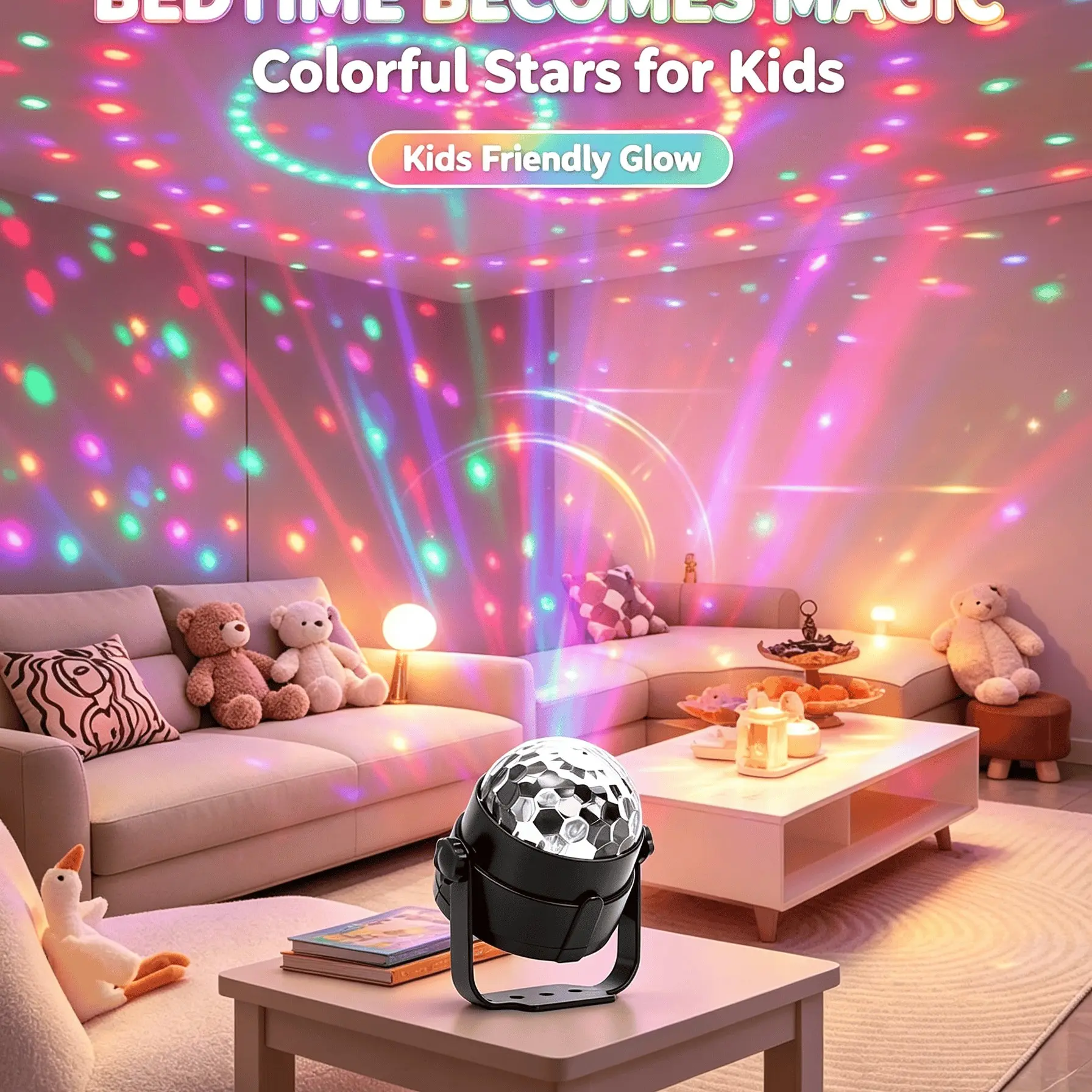 USB Charging Star Projector with Stand, HD Prism, RGB Disco Ball Light, Sound Control, Dj Mode, Party, Wedding, Home Decor Gift, Party Lighting Decoration