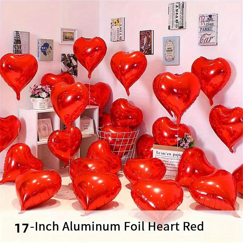 Heart Shaped Foil Balloon, 25/50pcs Romantic Balloon for Birthday Wedding Anniversary Proposal Engagement Decor, Party Decor Supplies