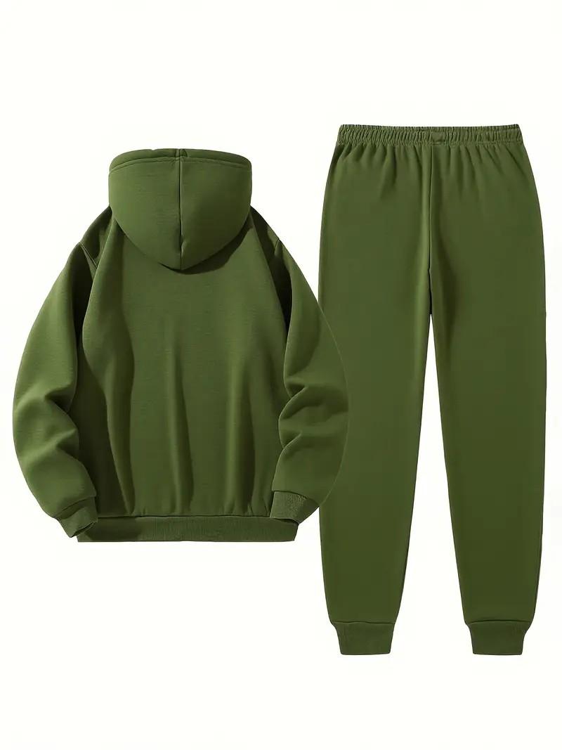 Men's two-piece set, casual round neck long sleeved hooded sweatshirt and sweatpants set, suitable for winter and autumn, sportswear set, hooded sweatshirt, sweatshirt, sweatpants