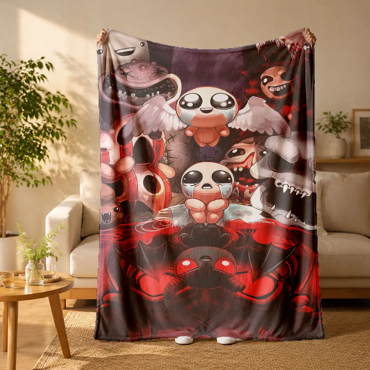Isaac Character Print Flannel Blanket, Soft Lightweight Breathable, Ideal for Bedroom, Sofa, Office, Camping, Travel, All Seasons