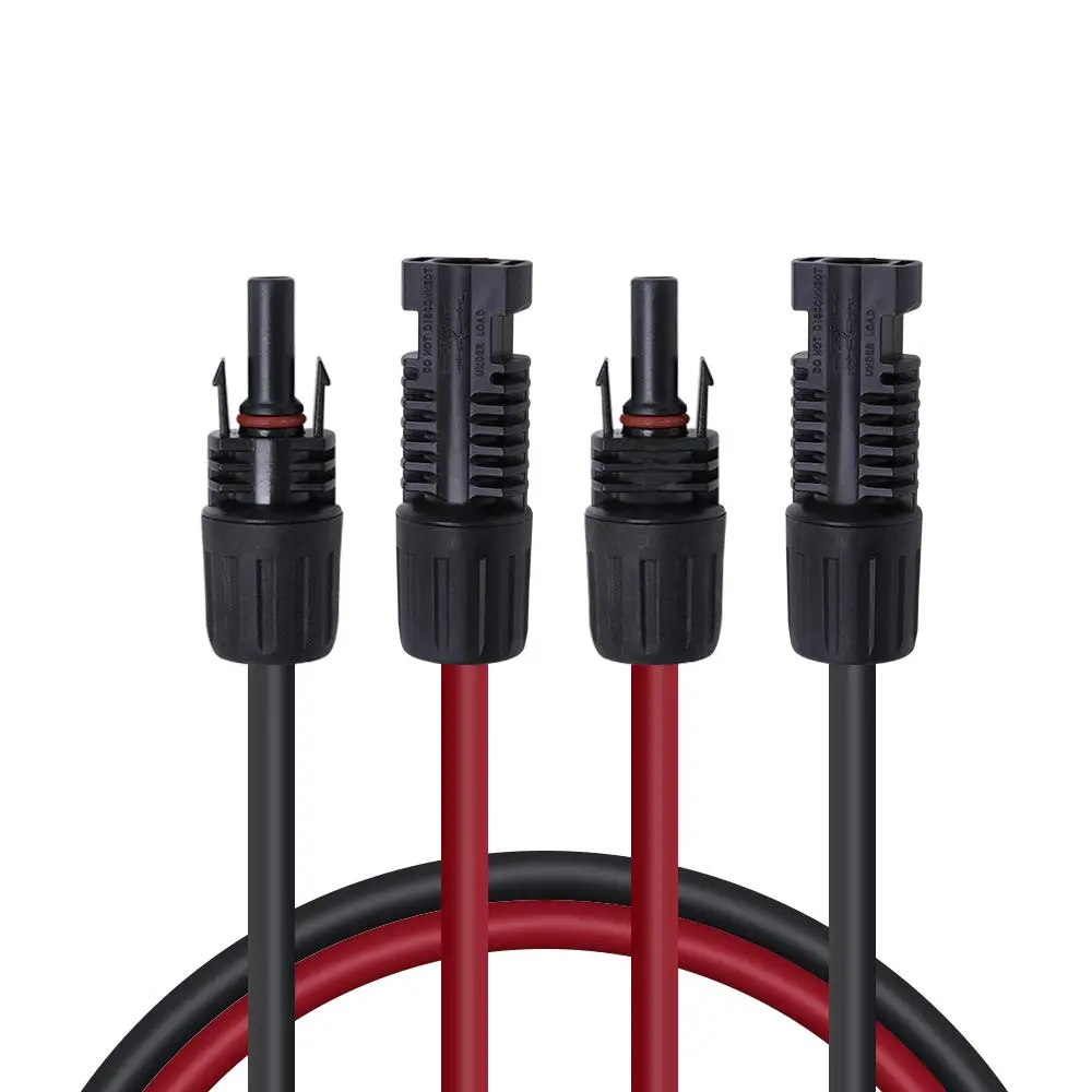 20FT 12AWG Solar Panel Extension Cable with Female and Male Connectors, 20Ft.12AWG, 1 Pair 20' 12 Gauge Red and Black