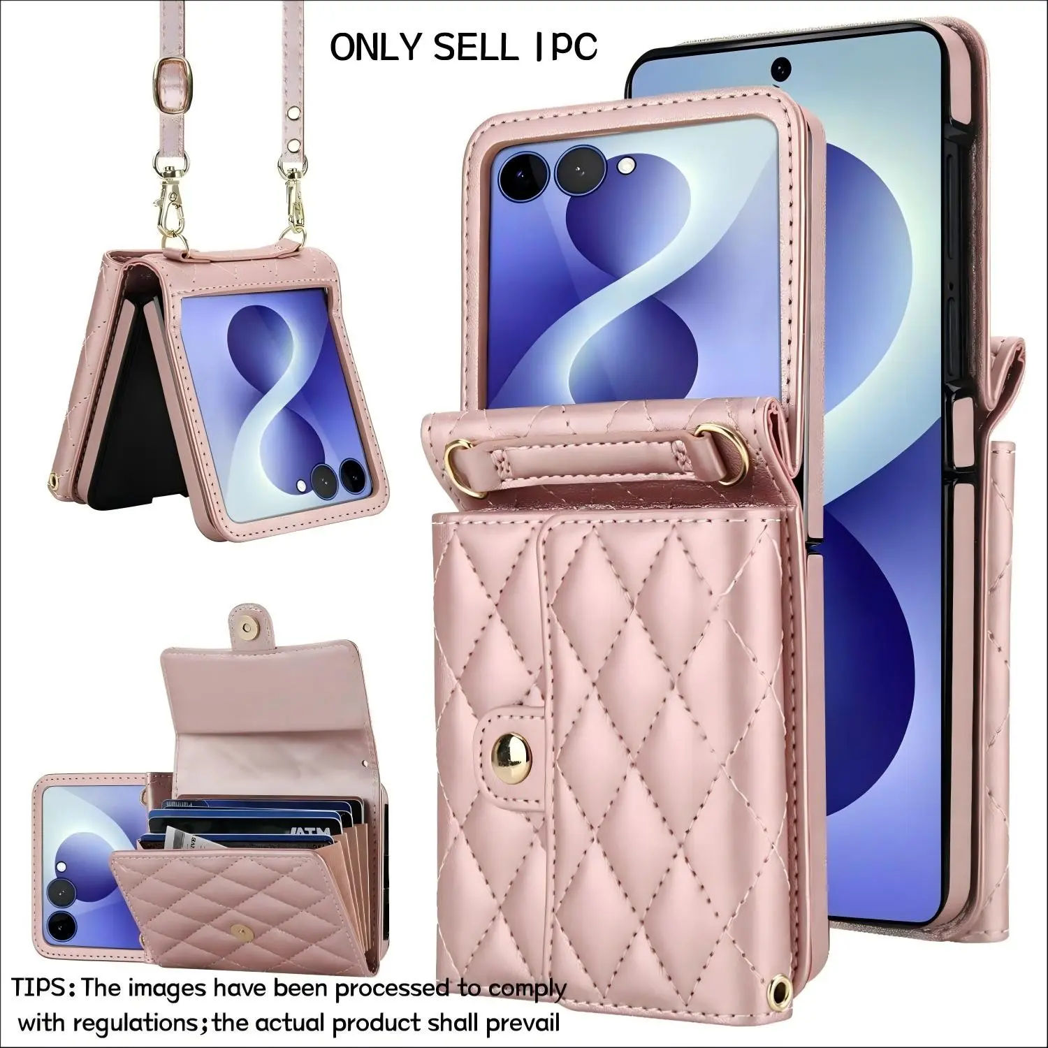 Crossbody Accordion Bag & Crossbody Long Strap Phone Case, for Samsung Galaxy Z Flip 3/4/5/6/7/8, large-capacity multi-layer card slots for phone + wallet 2-in-1, stylish protective case, unique daily-use design, protective shell