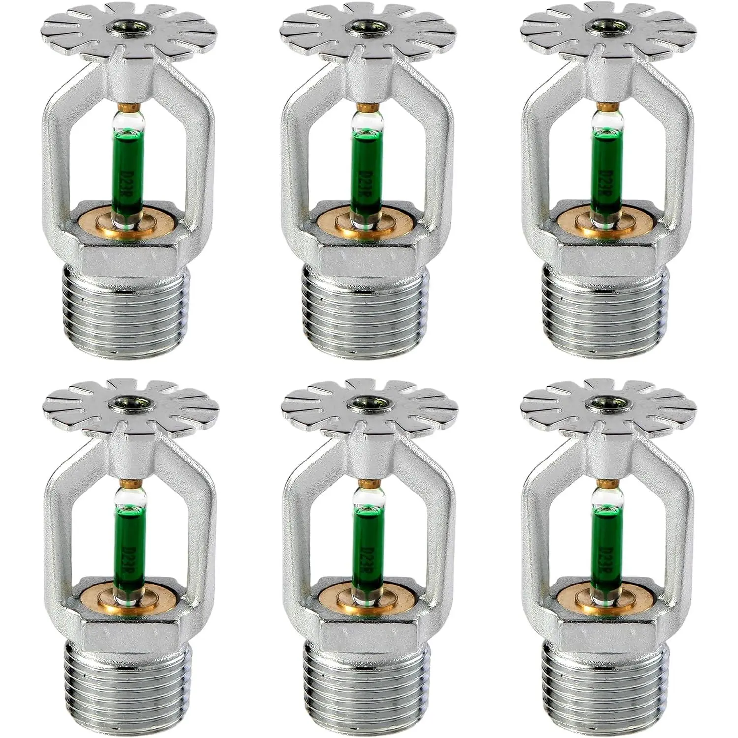 6 count Fire Sprinkler , 93℃/199  Quick Response Pendent Fire Sprinklers 1/2 Inch Green High Temperature 1/2 NPT Thread for Residential Kitchen Boiler Room