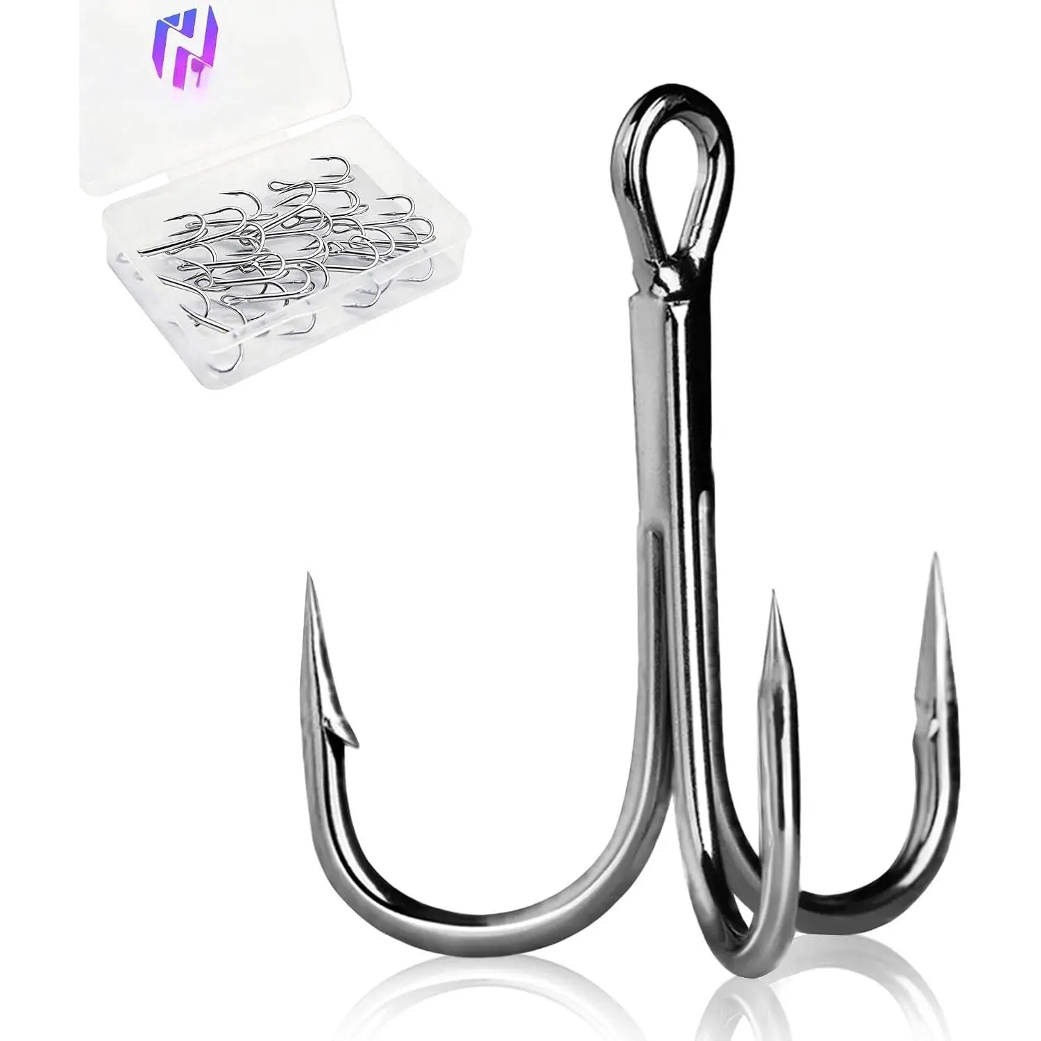 Treble Hooks 10/25/50Pcs   Hooks Saltwater Lures | Triple Hooks with High Carbon Steel Nickel Coating  Barbed Points & Round Bend Design 1X/4X Strength 12#-1/0#