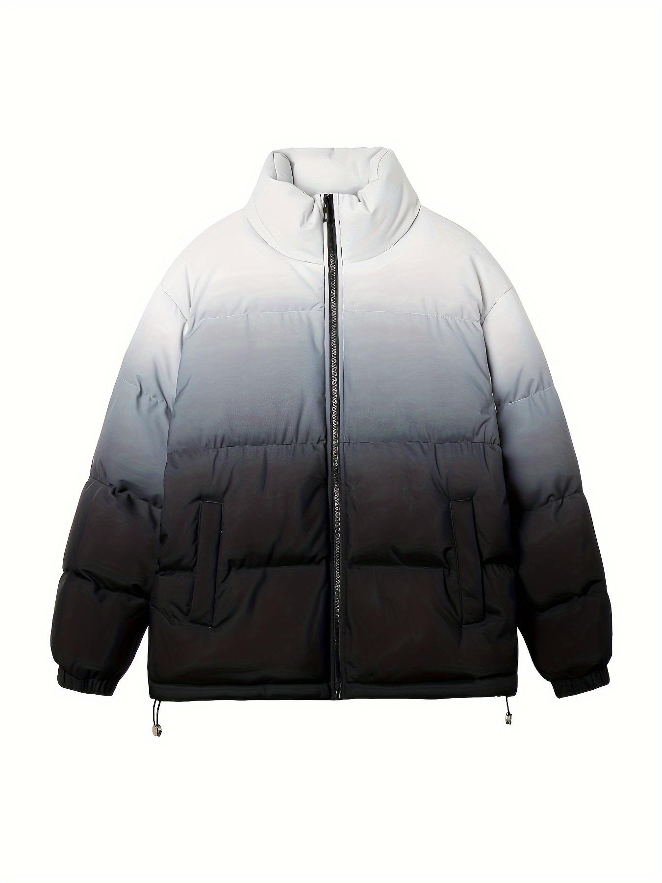 Men'S Gradient Hooded Jacket, Loose Warm Trend Long-Sleeved Collar Jacket, Winter Gifts