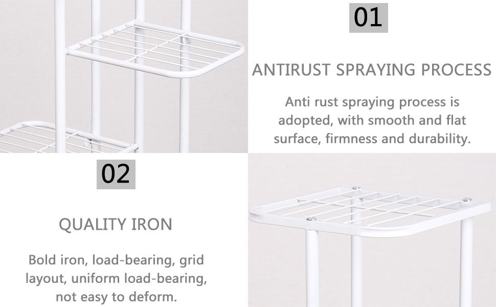 Sturdy 4 Tier Metal Plant Stand Indoor Outdoor 5 Potted Multi-layer Flower Pot Holder Shelf Planter Display Shelving Unit for Patio Garden Corner Balcony