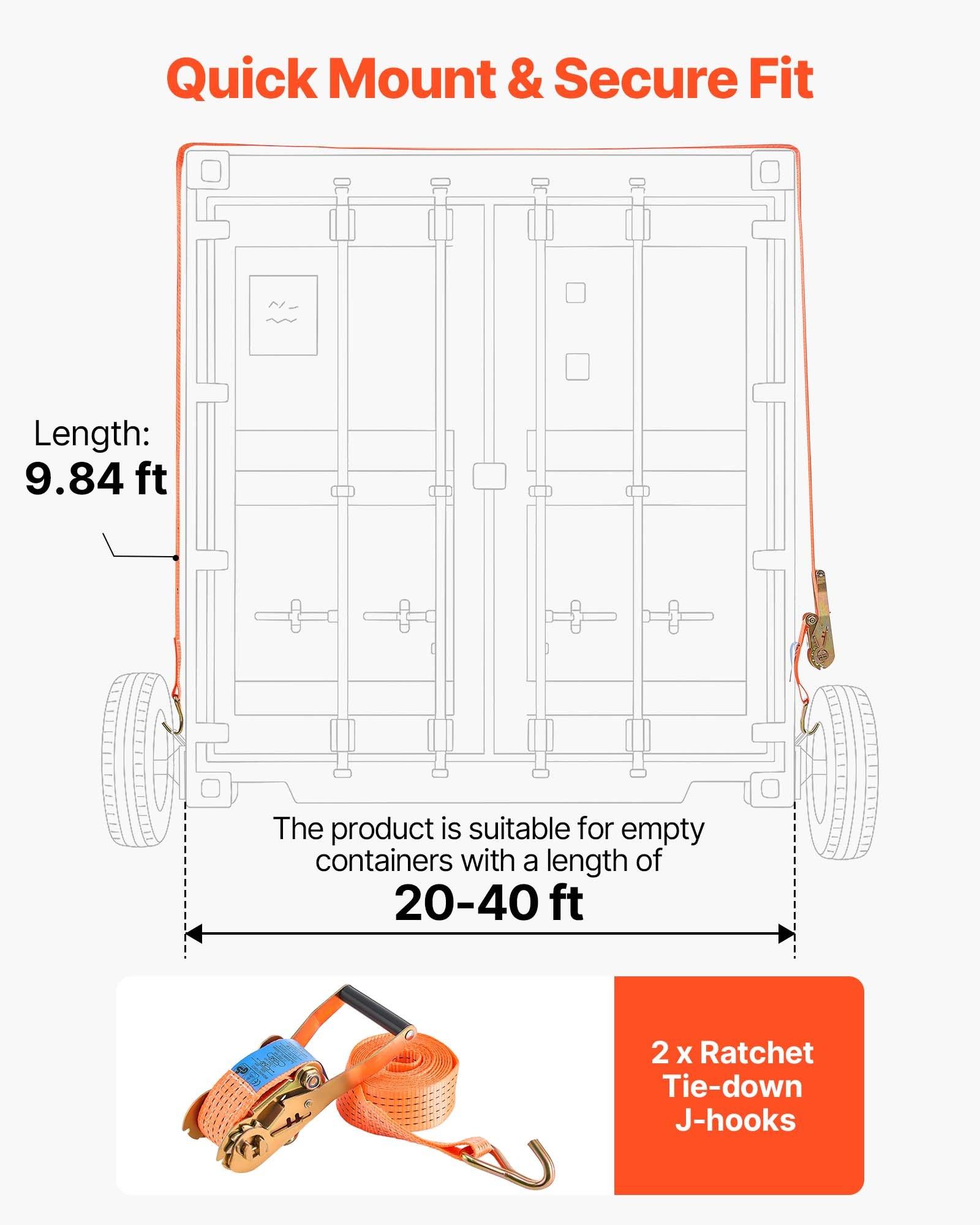 VEVOR Shipping Container Wheels 6-Lug Wheels Kit, Heavy Duty Shipping Container Axle with Ratchet Tie Down-Moves 20 ft - 40 ft, Secure Transport for Dock, Warehouse, Construction Site, Black