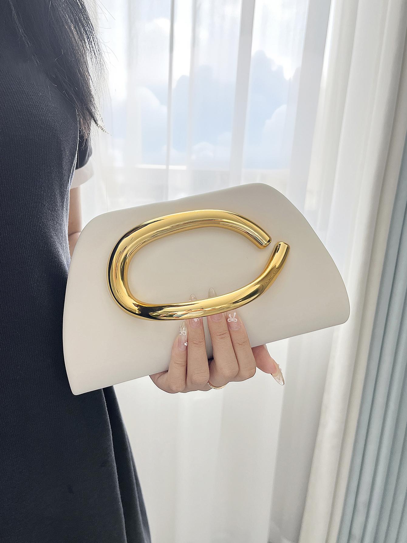 Elegant Women's Evening Clutch Bag, Detachable Shoulder Strap, Smooth Metal Decorations, Magnetic Closure, Perfect for Festivals & Parties, Elegant Stylish Purse