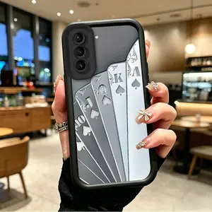 Samsung GALAXY S21PLUS Silicone Phone Case - JT72487 Shockproof Enhanced Protection Casing, Silver Spade JQKA Array & Celestial Eye Layered Design Cover with Resistance, Mobile Phone Accessories