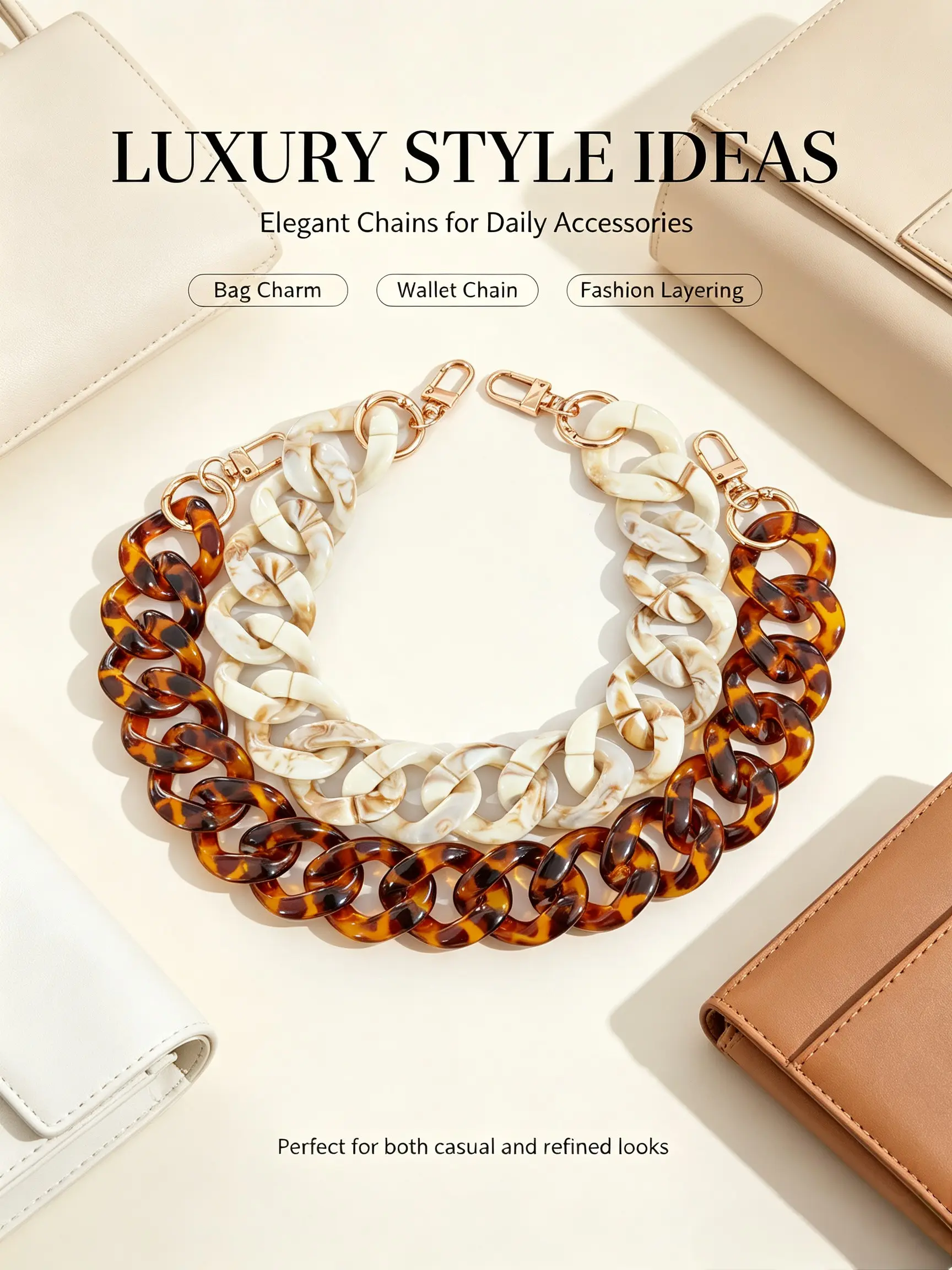 Acrylic Bag Chain, Durable Acrylic Material, Versatile Accessory for Bags, Lightweight Design, Perfect for Daily Use & Stylish, Bag Chains for Handbags