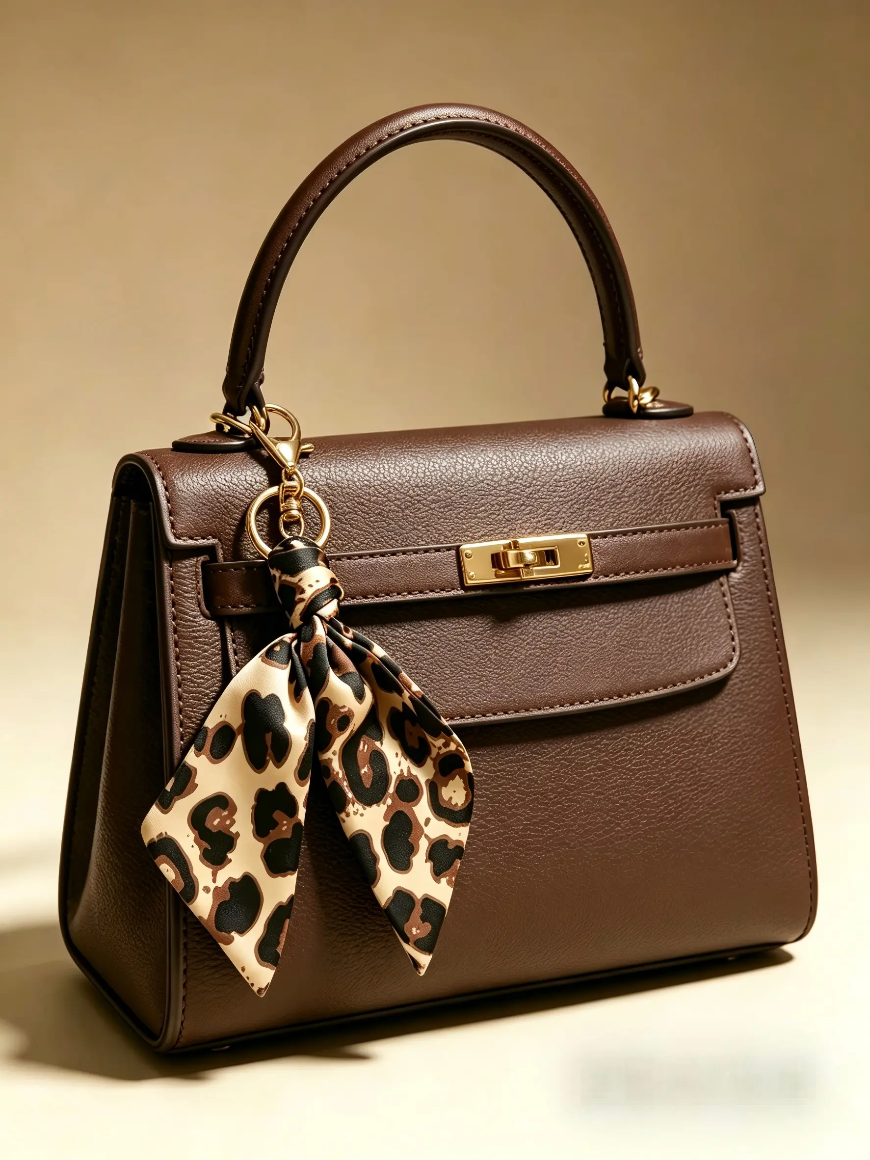 Leopard Print Satin Fabric Keychain for Women | Gold Lobster Clasp Bag Charm Accessory | Stylish Leopard Pattern Purse Handbag Key Ring Pendant