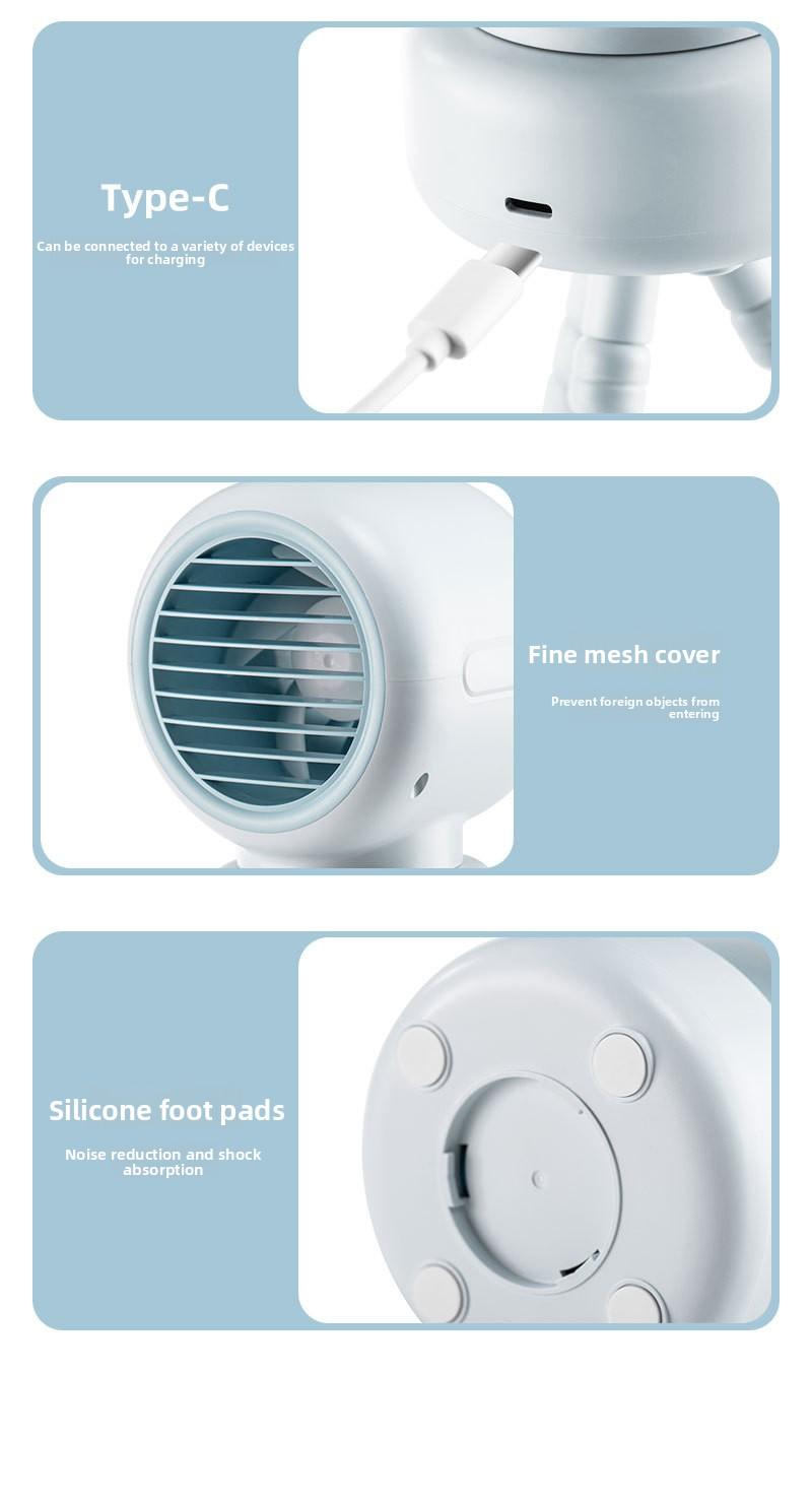 New baby stroller fan with oscillating head, octopus clamp for baby stroller, portable desktop rechargeable mini clip fan