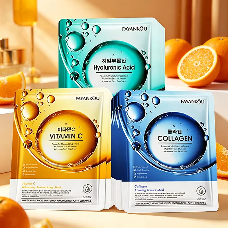 FAYANKOU 15Pcs Facial Sheet Mask Set - 3 Formulas (Hyaluronic Acid, Collagen, Vitamin C), Lightweight Moisturizer Mask to Hydrate All Skin Types (15-20 Min On), Targeted Care, Three Formulas
