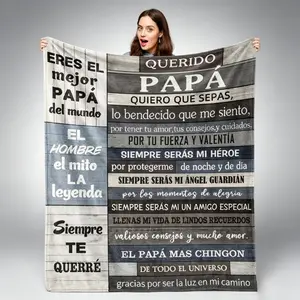 Papa Blanket for Dad, Kids & Adult Ultra Soft Flannel Snuggle Blanket, Spanish Quote Throw Blanket, Cozy Air Conditioner Blanket for Sofa Bed Couch, Father's Day Birthday Christmas Gift, Home Room Decor