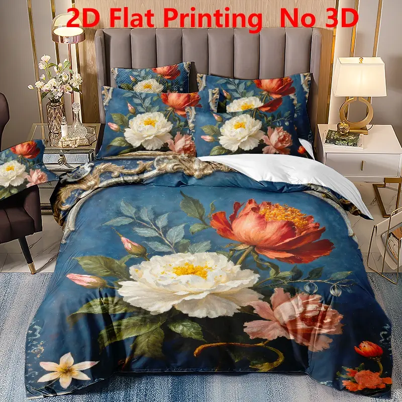3pcs set 1 duvet cover 2 pillowcases without core ultra-soft breathable baroque floral home textile bedroom decor dorm essential family gift
