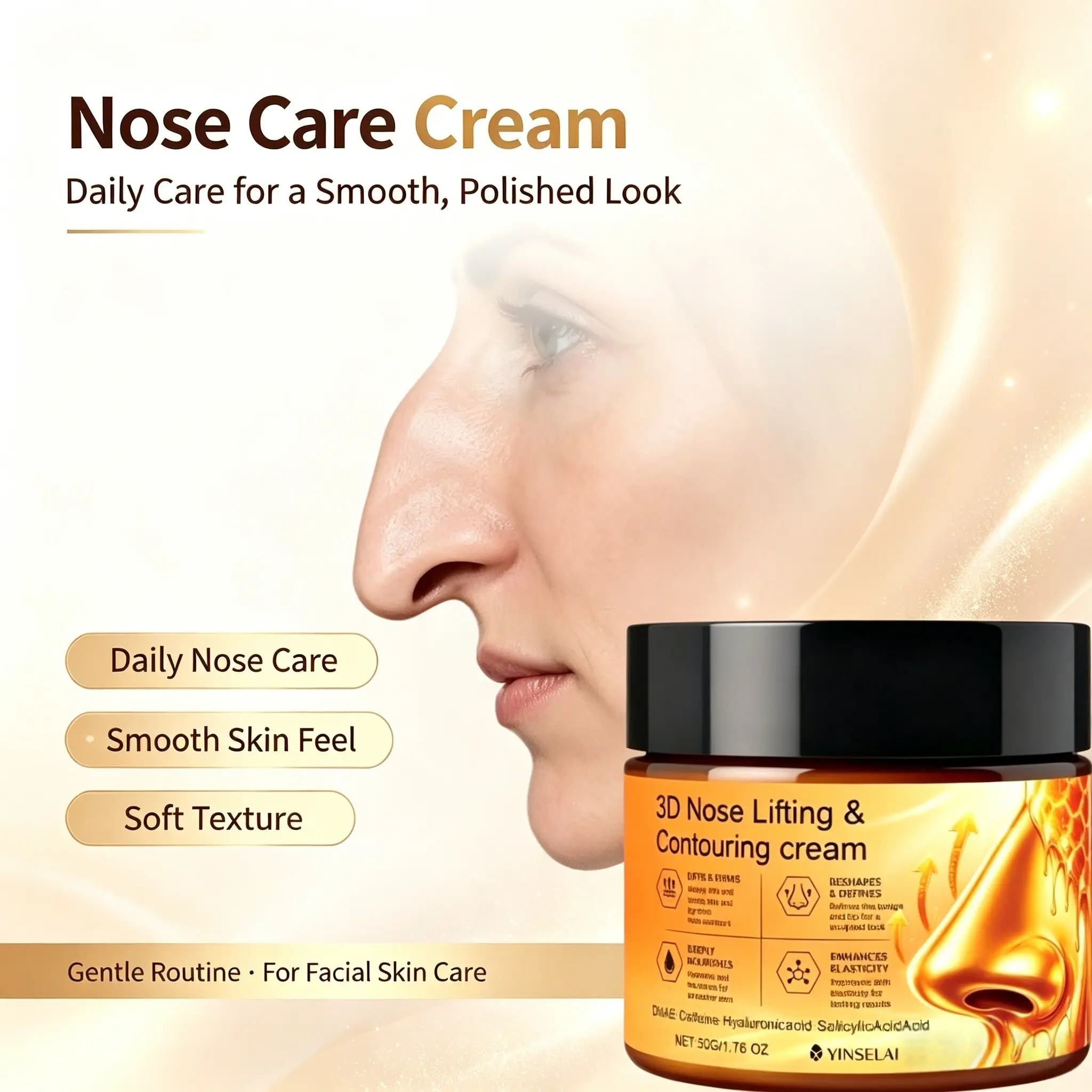3D Nose Lifting Cream, Non-Surgical Nose Shaper for Bridge & Tip, Firming Contour Cream 50g, Single Item Paste Balm