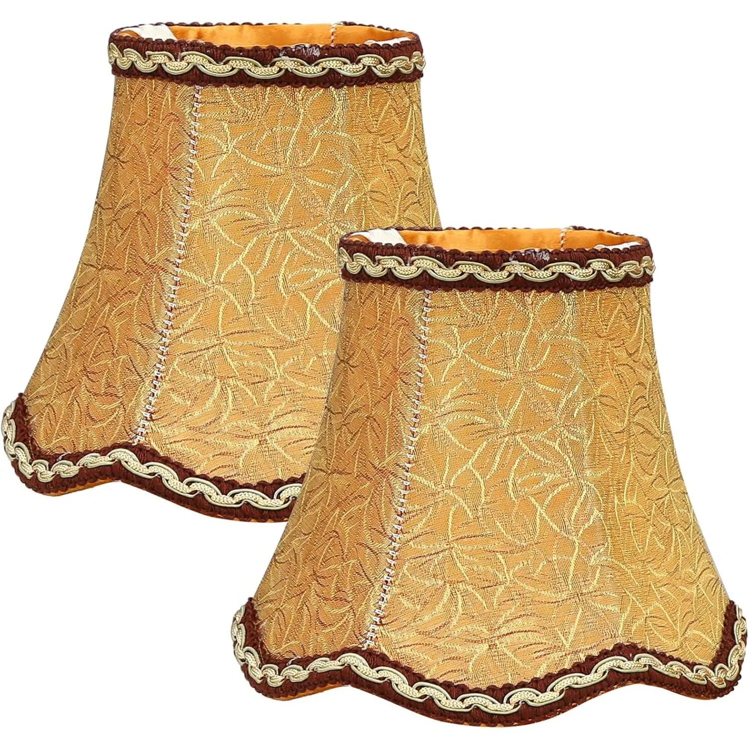 Clip on Bulb Small Lamp Shades, Modern European Style Mini Bell Lampshades for French Country Chandelier, 3.14x5.51x4.72 in, 2 Pack (Coffee)