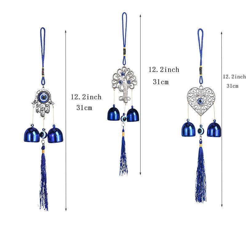 Blessed Evil Eye Wind Chime Blue Eye Wall Hanging Wind Bells Door Hanging Handcraft Protection Lucky Charm Off Negative Energy Home Decor