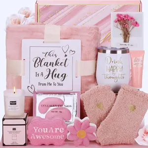 Self Care Gifts for Women Get Well Soon Gift Baskets, Pink Birthday Gifts for Women Care Package, Unique Relaxing Spa Valentines Day Gift for Her Mom Friends Wife Girlfriend Sister