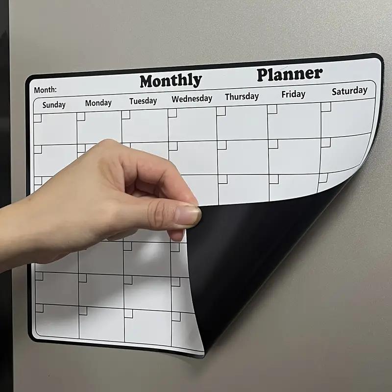 6-Piece Magnetic Calendar Set with 5 Dry Erase Markers, Refrigerator Whiteboard Monthly Planner, Eco-Friendly Kitchen Accessories, Magnetic Dry Erase Calendar for Home Organization