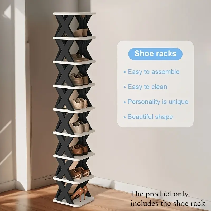 Multi-functional Shoe Storage Cabinet with 9 Tiers - Durable Premium Plastic Corner Storage Organizer Rack Designed for Space Saving, Suitable for Entrances, Closets, Doorways, Garages and Living Rooms - Holds 8 to 9 Pairs of Shoes