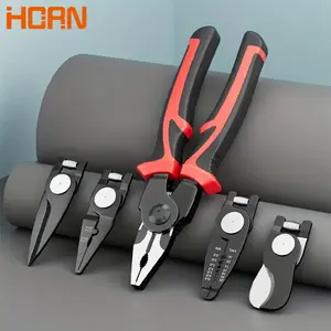 Five-In-One Multi-Function Pliers Set, Crv Steel, Five Replacement Heads, Non-Slip Handle, Gift Box, Manual Tool Kit