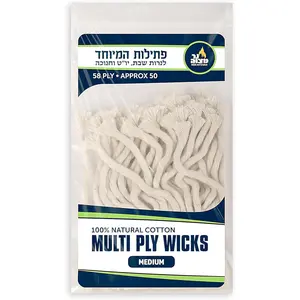 Natural Smokeless Cotton Wicks – 50 Count (Approx.) 58 Ply Medium Thickness for Oil Cup Candle – Replacement Wicks