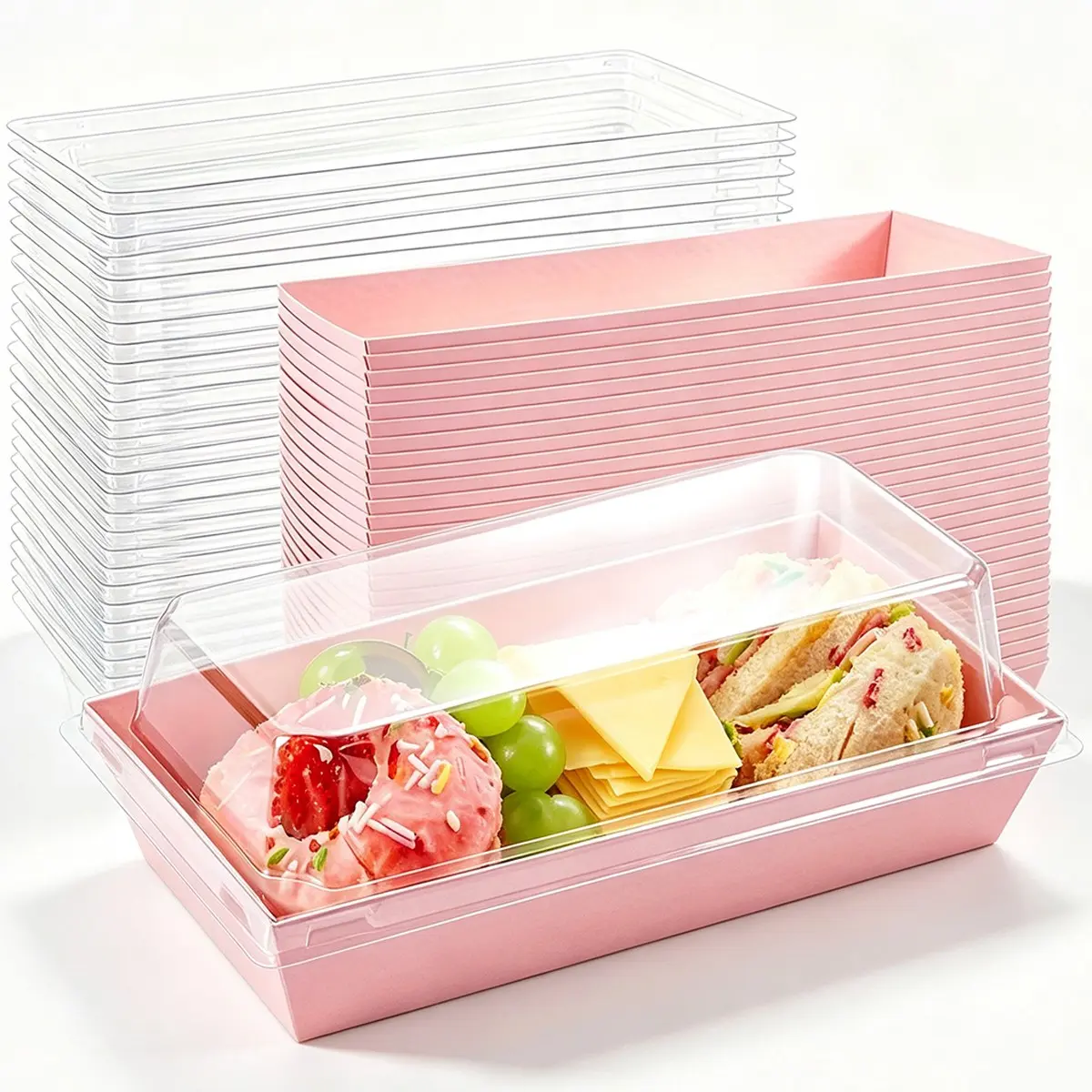 Rectangular Baking Boxes, Stackable Food Grade Sweet Treat Containers, Ideal for Donuts, Muffins, Strawberries, Takeout Packaging