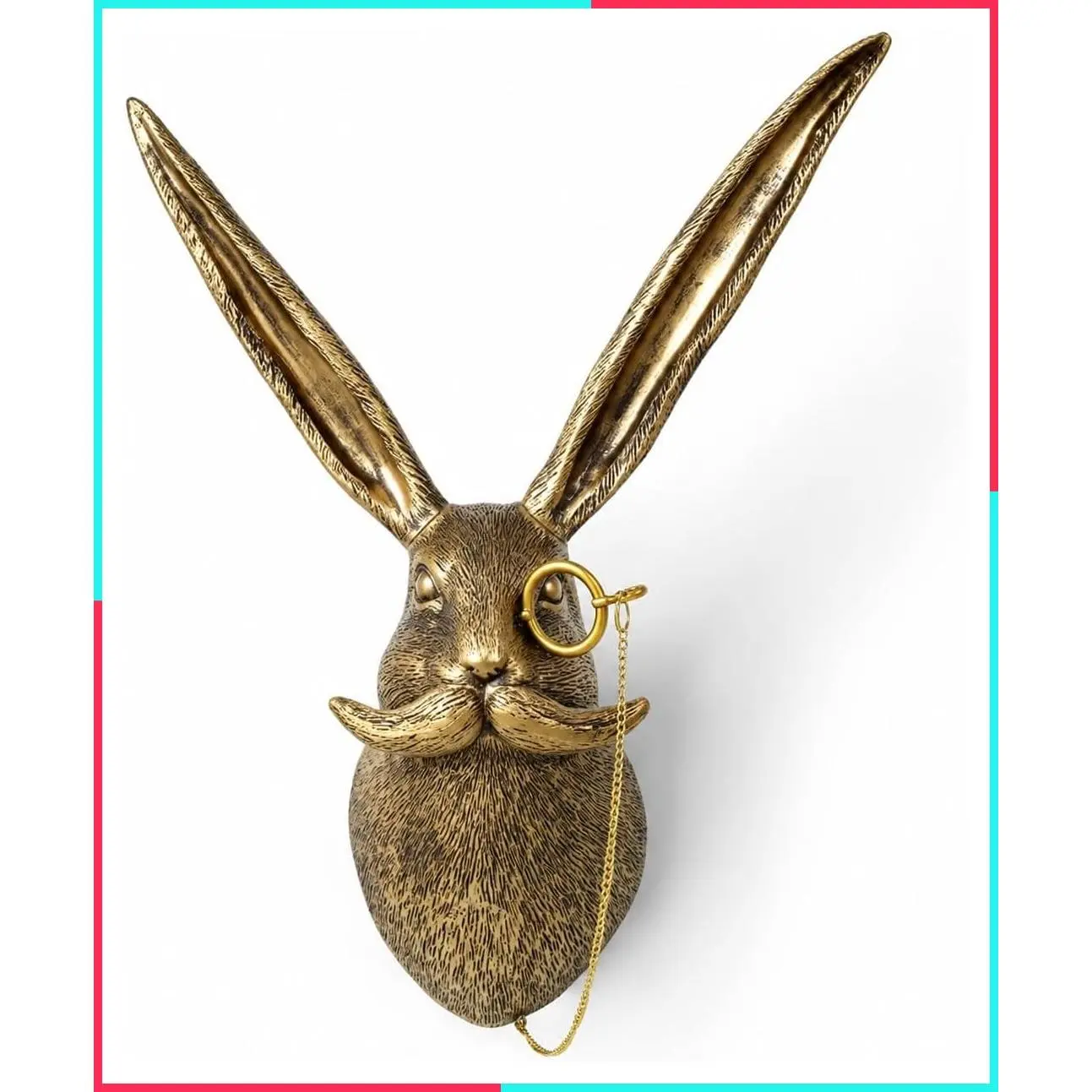 Gold Rabbit Head Wall Sculpture Modern Home Decor Statue for Living Room Office Bedroom, Animal Wall Art for Men Women