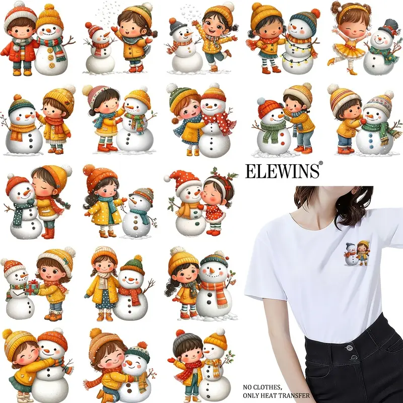 36pcs Christmas with Snowman Iron On Transfer Patches Iron On Vinyl S for Jeans DTF Heat Transfer Vinyl Stickers Appliques for Clothing T Shirt Pillow Hat DIY Craft Supplies