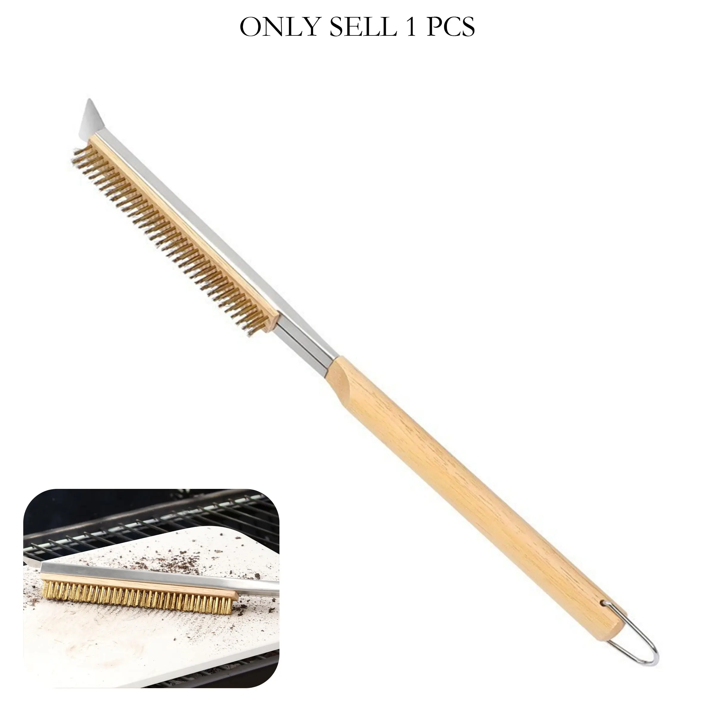 Outdoor BBQ Pizza Brush, Copper Wire Brush, Baking Tool, Pizza Cleaning Brush, Grill Cleaner, 1pc, Essential Kitchen Utensil