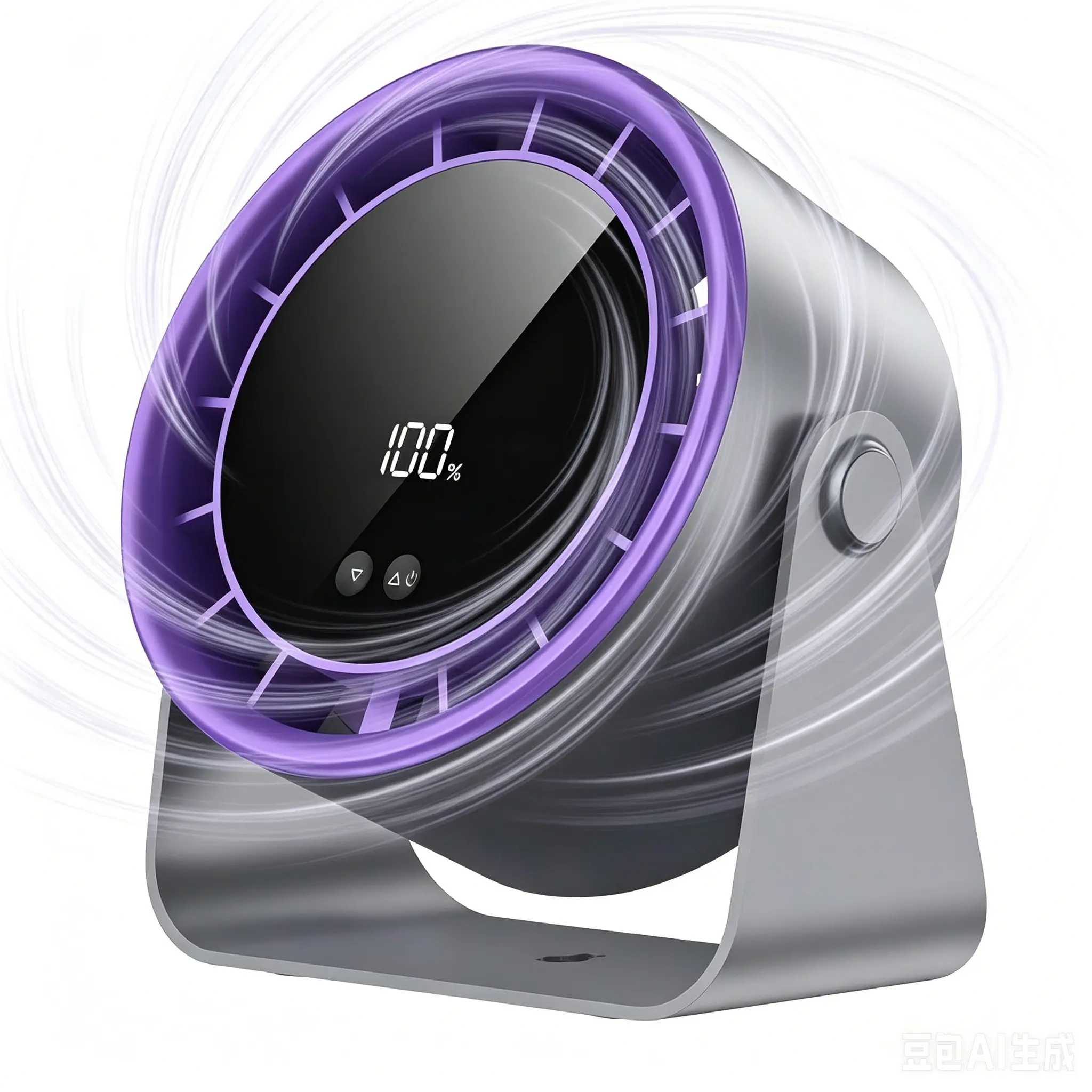 Powerful wind USB desktop fan, 100 speed turbo airflow+digital display, silent portable rechargeable battery model, 120 ° rotation support for both countertop and wall mounted use, long battery life and energy-saving design, touch control with timing func