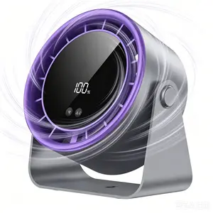 Powerful wind USB desktop fan, 100 speed turbo airflow+digital display, silent portable rechargeable battery model, 120 ° rotation support for both countertop and wall mounted use, long battery life and energy-saving design, touch control with timing func