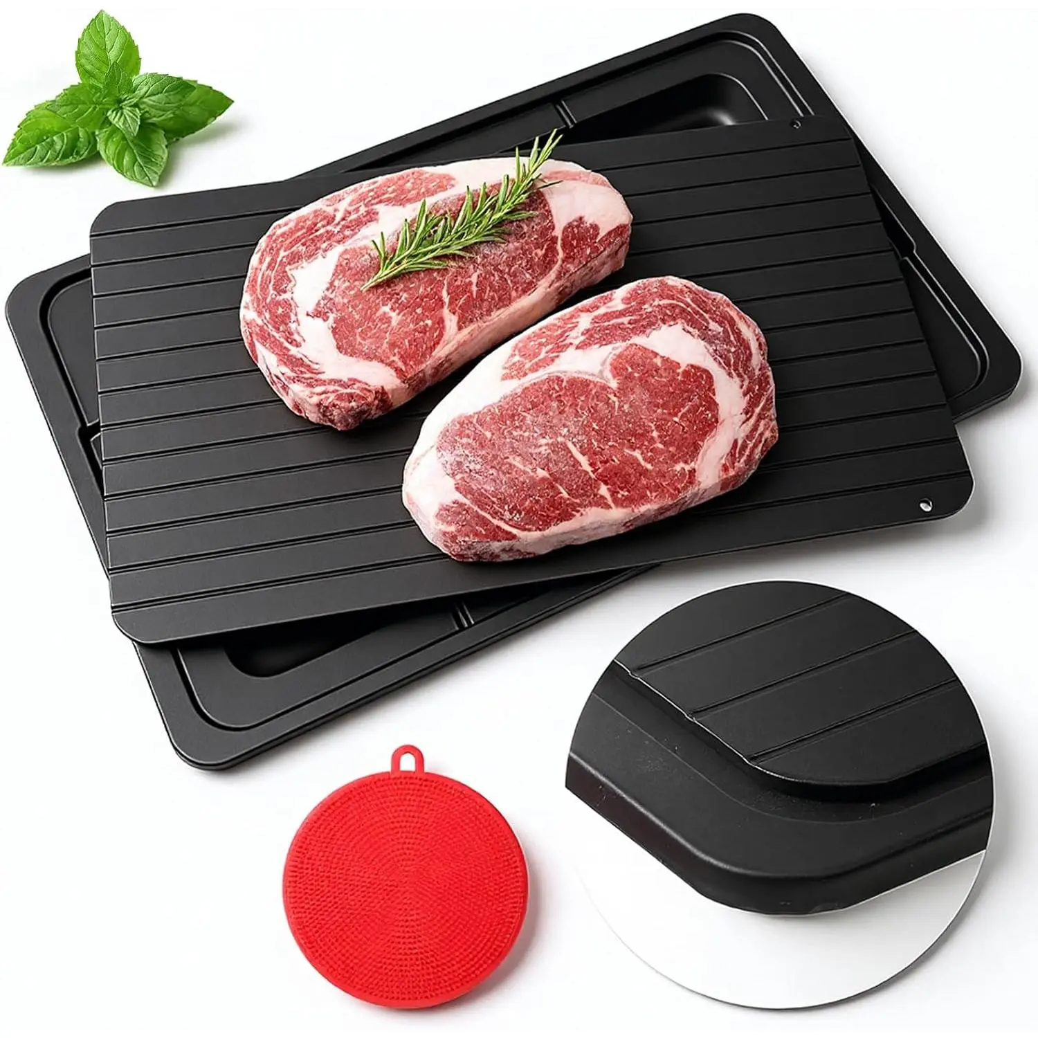 Rapid Meat Defrosting Tray  Thawing Board & Non-Stick Defroster Plate Large Size Thick Thaw Plate Non-Stick Easy Clean Thawing Board for Steak Chicken Fish Large Defroster Plates
