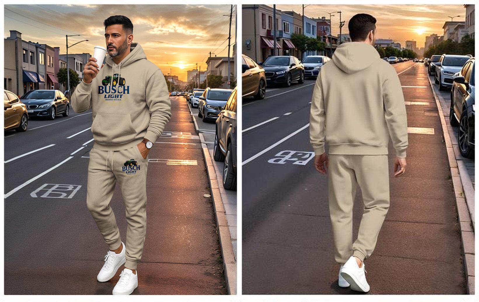 Men's Vintage Drink-Themed Hoodie And Sweatpants Set Classic Western Style, Comfortable Men's Sportswear, A Must-Have For Beer Lovers, Perfect For Casual Everyday Wear 08