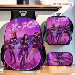 Christmas Fashion Girl Group Print Backpack 3pcs, Including a Large-capacity Backpack, a Pencil Case, and a Crossbody Bag with Adjustable Straps, Suitable for Teenagers' Travel, Daily Use, School Backpack Collection, Outdoor Adventures