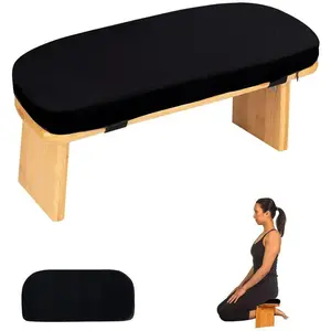 Foldable Ergonomic Bamboo Meditation Bench with Removable Cushion Wooden Kneeling Seiza Stool for Zen Lotus Yoga Floor Sitting Prayer