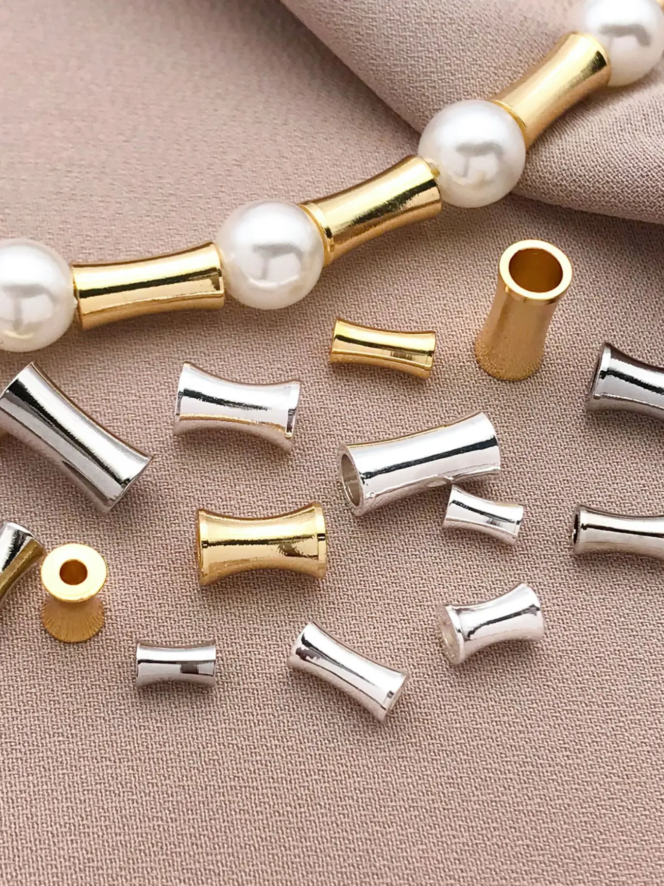 20pcs golden / thick silver / platinum bamboo bead spacer beads, DIY necklace bracelet jewelry accessories