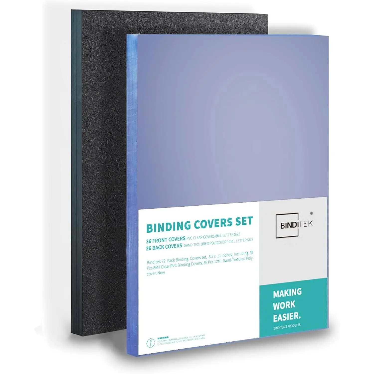 Binding Covers Set, 8.5x11 Inches, 8Mil PVC & 12Mil Poly, 72 Pack