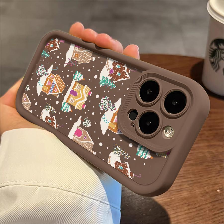 Christmas Gingerbread Houses Phone Case Suitable for Apple iPhone 17 E Air Pro ProMax iPhone16 15 14 Plus 13 12 Mini 11 X XS XR Shock Proof All Inclusive Lens Protection Girlish Style Cute Can Be Given to Friends