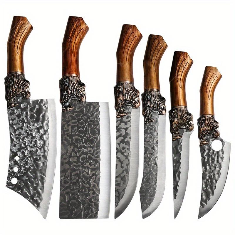 6PCS Handmade Forged Professional Kitchen Chef Knife Set Stainless Steel Butcher Boning Cutting Knives Vegetable Chopper