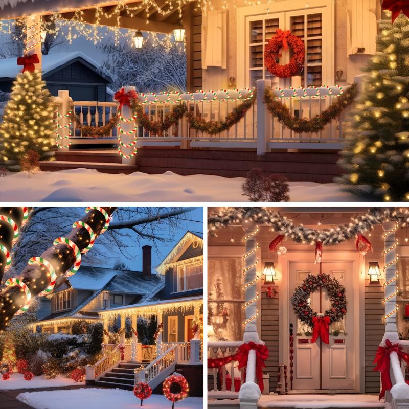 Candy Rope String Lights, LED Candy Cane Rope Lights, IPX4 Waterproof Outdoor LED Christmas Decor Lights For Garden Yard Party Xmas Christmas Holiday Decorations