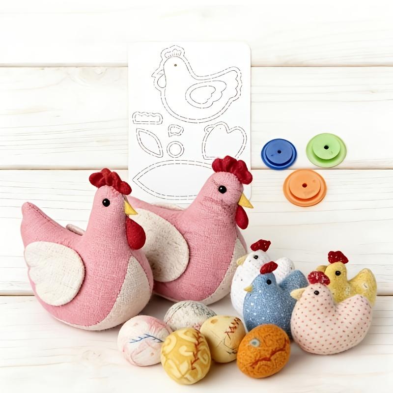 Chicken-themed Patchwork Sewing Template (with 4 tracing tools and hen family motifs) - a colorful handmade guide for quilting, handcrafting, Easter crafts, compatible with sewing machines and hand sewing